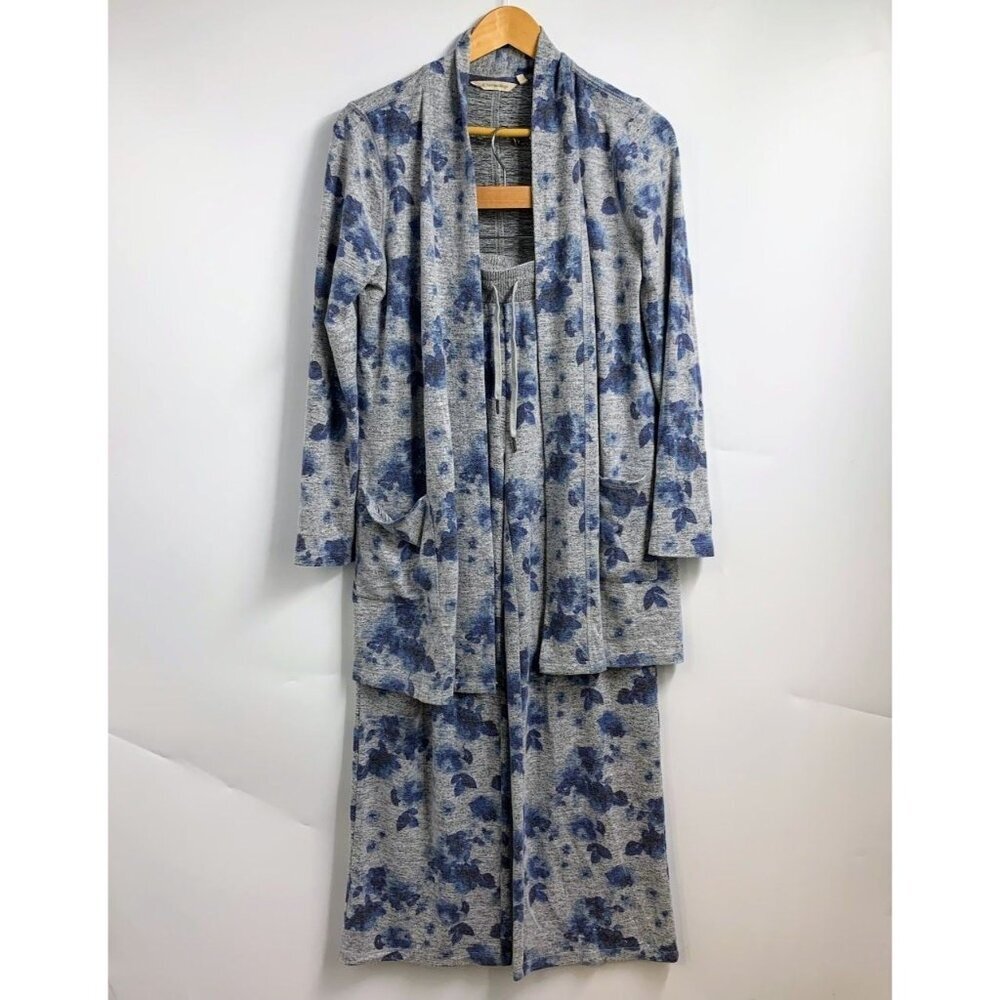 Soft‎ Surrounding Women's Floral Knit Open Cardigan Sweat Suit Set Size S